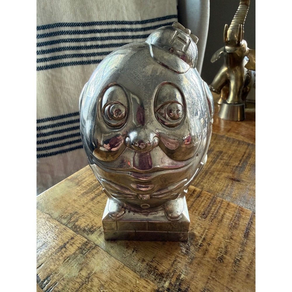 Oneida Humpty Dumpty Coin Bank Silver Vintage Nursery Decor 1994